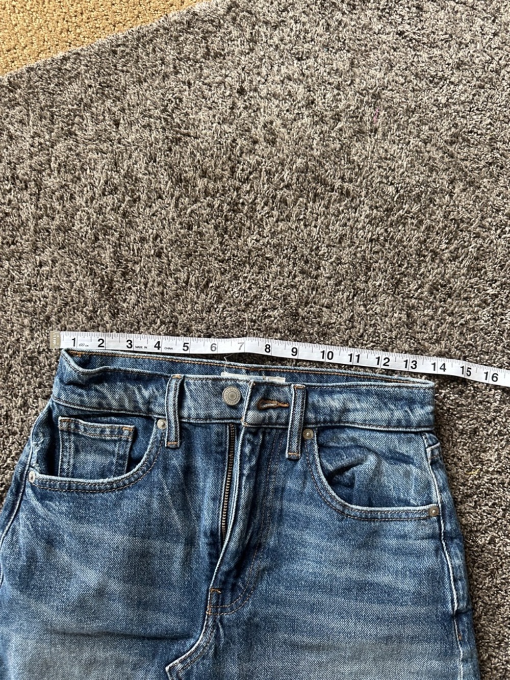 Lucky Brand Denim Frayed Hem Mini Skirt Size 24 Denim Blue Los Angeles Summer - Picture 5 of 7